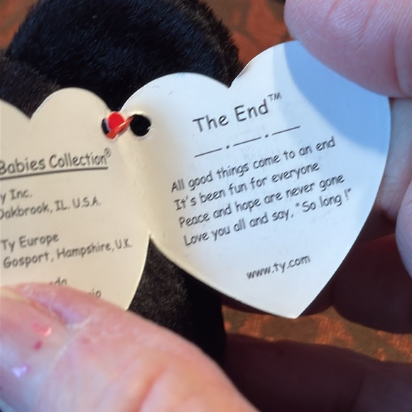 1999 The End Black TY Beanie Baby Bear - Picture 6 of 8